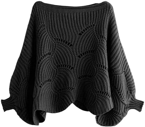 Naisicatar Écharpe de pull avec manches femmes châle tricotée poncho pull en vigueur à manches de chauve-souris