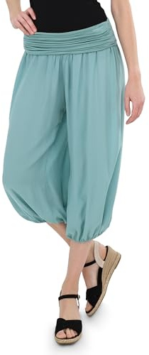 Malito - Pantalon Sarouel Court Femme - Taille Unique - En Coton - Pantalon 3/4 Pour La Danse, La Détente Et Le Yoga - Pantalon Capri Longueur Genou - Jade