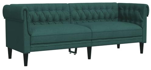 vidaXL Divano Chesterfield a 3 Posti Verde Scuro in Tessuto