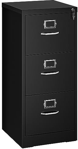 YITAHOME Aktenschrank Abschließbar, Metall Aktenschränke mit 3 Schubladen für A4, Legal, Letter, Anti-Kippen Büroschrank mit Cue-Kartenschlitz für Home-Office, Schwarz, 45.8 x 45 x 103cm