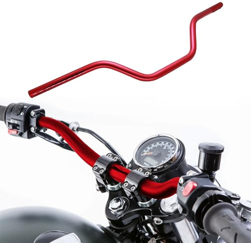 7/8 22mm Motorcycle Mid Handlebars Motorbike Handle Bars Universal -Red