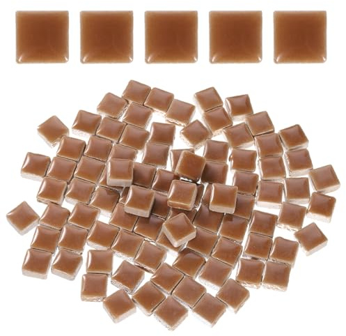 QUARKZMAN 205 Pièces de Carreaux de Mosaïque en Céramique, Carreaux de Mosaïque en Céramique Teintée en Vrac, Kits de Mosaïque Carrée pour l'Artisanat DIY(200g, Beige Clair)