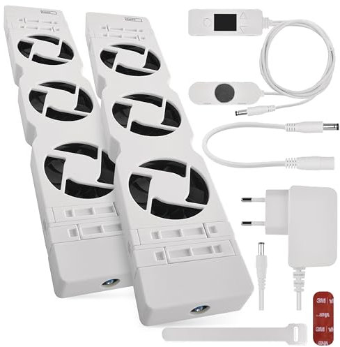 EMOS Heizung-Ventilator zum Sparen von Energie und Heizkosten, Starterset DUO, 2 Stück Heizgebläse inkl. Temperatursensor mit Regler, Ladegerät und Zubehör, Luftdurchsatz 36 m3/h pro Ventilator