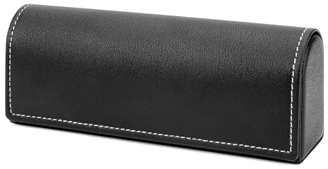 Linkidea Custodia per occhiali da sole con montatura grande, Borsa da viaggio per occhiali da vista compatibile con Persol Rettangolare/Aviator RayBan Caravan Reverse Square/Rettangolare (Nero)