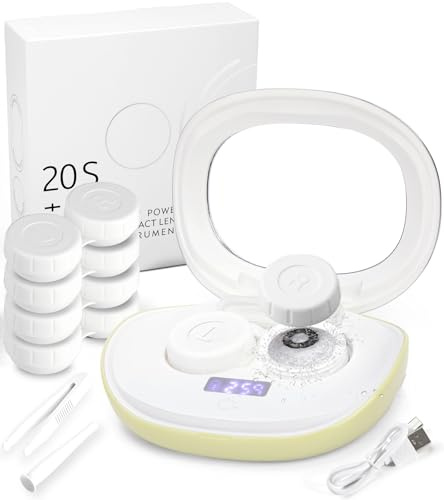 ofone Contact Lens Cleaner, Ultrasonic Contact Lens Cleaning Machine with USB Charger, Timer Display and 5 Contact Solution Cases Kit Replacement for Soft Hard Colored RGP Lenses (Avocado Green)