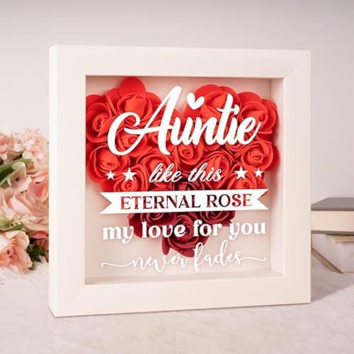 Auntie Gifts, Auntie Forever Roses Flower Box, Gifts for Aunt from Niece Nephew, Aunts Gifts Ideas Shadow Box, Christmas Birthday Thanksgiving Gifts for Aunt