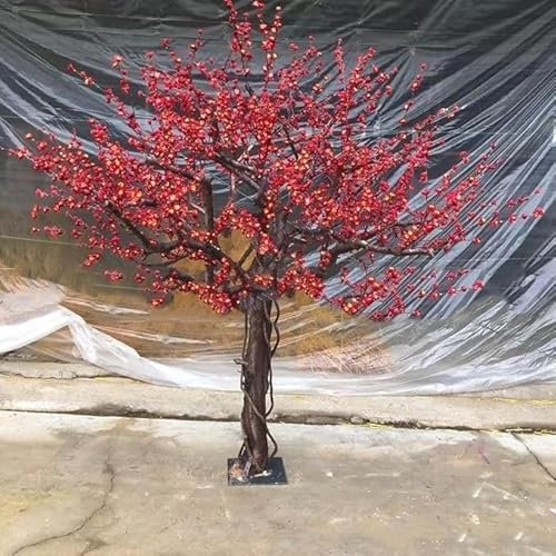 tylxayoxa Large Simulation Red Plum Tree Realistic Artificial Blossom Branch Tree Fake Silk Flower Bonsai Home Decoration(1.5mx1.2m)