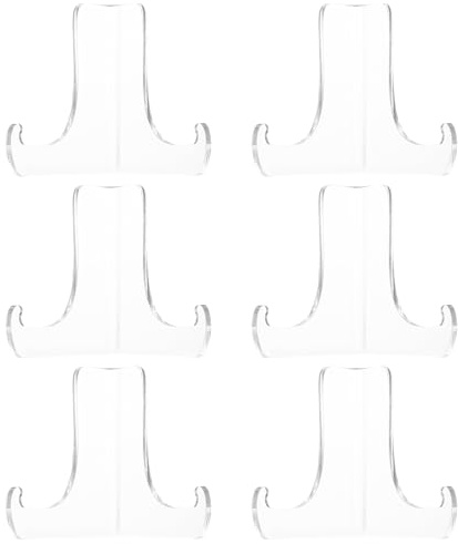6 Pz Supporto Porta Piatti da Esposizione in Acrilico,Supporti Espositore in Acrilico, Supporto per Espositore Trasparente,Portapiatti Cavalletti di Plastica per Cellulari Foto Carte Collezionabili