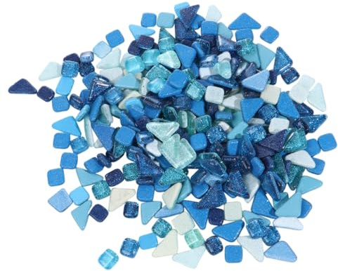 EXAOMBLE Piedras de Cristal Azul Irregulares para Mosaicos DIY Decorativas y Duraderas Resistentes Humedad y Calor Superficie Lisa para Manualidades