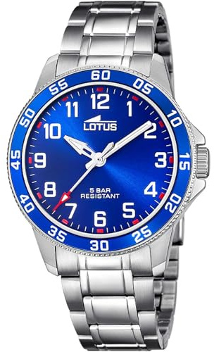 LOTUS Reloj Niño Analógico de Acero Inoxidable - Movimiento de Cuarzo - Reloj Infantil - Cristal Mineral Alta Resistencia - Resistente al Agua 5 ATM 18786/6 - Pulsera de Regalo - Junior Collection