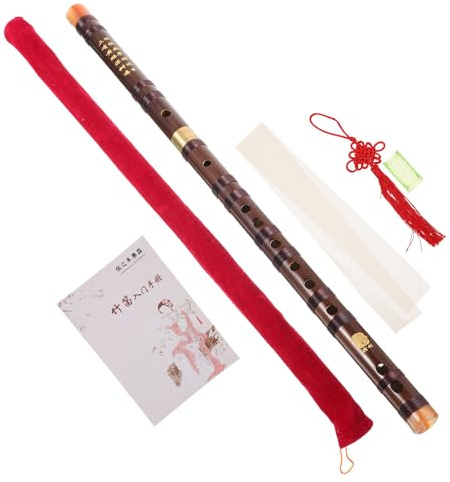BESPORTBLE Flauta de Bambú Marrón para Adultos en Tono E, Ligera Grietas, Fácil de Transportar, Instrumento Tradicional Chino para Principiantes y Expertos