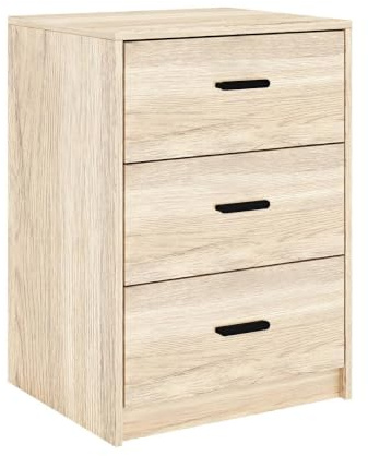 URBNLIVING 3 Drawer Wooden Bedside Cabinet Nightstand Side Table Storage