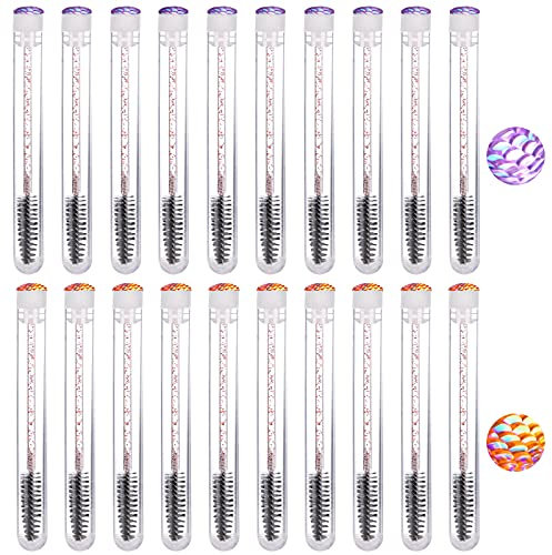 Pennello per Ciglia Scovolino Mascara Riutilizzabile Tubo per Pennelli Applicatore Mascara con Manico in Cristallo per Trucco da Donna e Ragazza 20 Pezzi