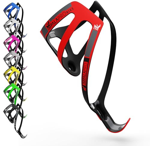 IMPALAPRO Portabidon Bicicleta Fibra De Carbono Ultraligero Y Resistente 18gr - Portabidon Carbono - Soporte Botella Bicicleta - Porta Botellas para Bicicleta - MTB Y Carretera (Rojo)