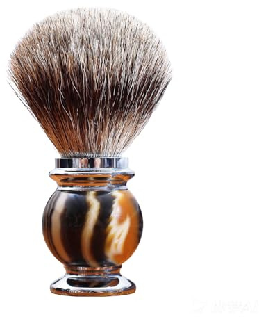 Magyfosia Cepillo de afeitar de pelo de tejón natural de 3 bandas de alta calidad, mango de resina, súper suave, de lujo, jabón, espuma, accesorio de aseo para hombres, maquinilla de afeitar de