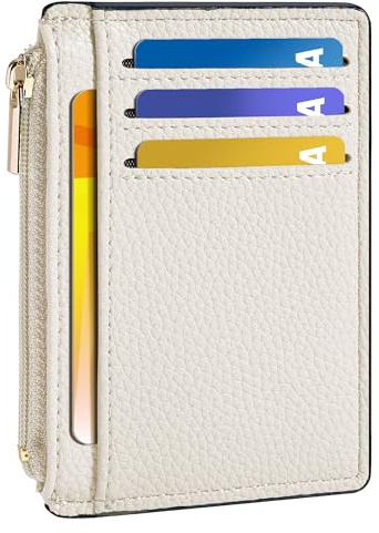 Tipmile Credit Card Holder for Women Slim Minimalist Front Pocket RFID Blocking Wallet Small Compact Card Case with ID Window, Cream White