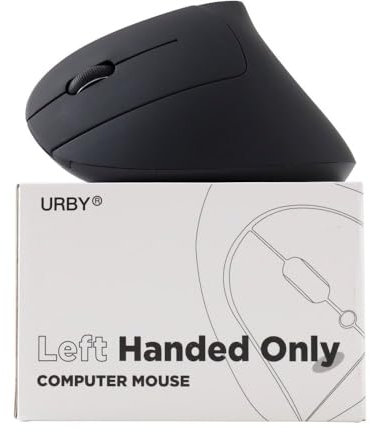 Left Handed Mouse Wireless, Ergonomic, Vertical. Also As Left Handed Gaming Mouse. Compatible with Windows/macOS, Laptop, PC. [Type C & USB] [Battery Included] Black