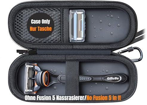 Woollo PU Tasche Kompatibel mit Gillette ProGlide Rasierer,Fusion 5 Nassrasierer and Mach3 Nassrasierer Tragbar Hart Reise Case Etui Hülle Wasserdicht Tasche für Fusion 5 Mach3 and ProGlide,Schwarz