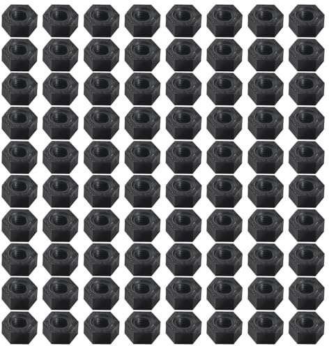 Lyeteung 80 Piezas M5 Tuercas Hexagonales Plástico, Tuerca Hexagonal de Nailon, Tuerca Hexagonal de Nailon de Rosca Gruesa Métrica, Negro