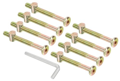 PATIKIL Bulloni Per Letti A Castello M8 x 80mm, 8 Pezzi Kit Di Viti A Testa Cilindrica Esagonale Con Chiave Per Mobili E Letti, Colore Zincato