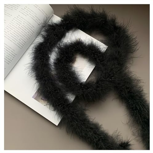 ThaiRoot fluffig fjäderboa 2 meter svart fjäderstol fjäderhalsduk plysch Marabu Boa fjäder girlang kalkonfjädrar dekorativa band plyschband fjäderremsor för gör-det-själv kostymtillbehör heminredning