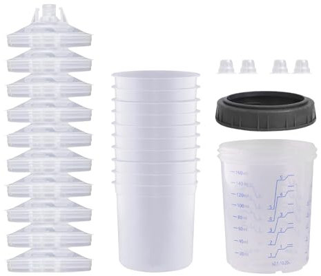 Coupes De Mesure De La Peinture - 10 pcss À Échelle Claire Tasses De Mélange Jetable | Pulvérisateur De Peinture Automobile avec Couvercles Inclus, Capacité De 600 ML, Idéal pour Peinture en Voiture