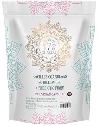 7C Bacillus Coagulans | 60 High Strength Spore Probiotic Capsules - 20 Billion CFU Bacillus Coagulans Probiotic per Serving | Non-GMO, Gluten & Allergen Free | Made in the UK