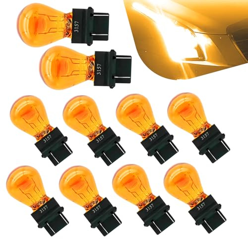 Yekoaru 10 PCS 3157 Light Bulb, Automotive Brake Tail Turn Signal Light Bulb, Bulb Standard Replacement, Universal for Most Cars (Amber)