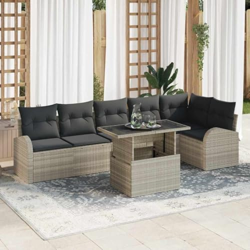 Owoxanthellate Lot de 7 canapés de jardin, gris clair, 100 x 55 x 73 cm, banc d'angle modulaire, groupe de sièges de balcon