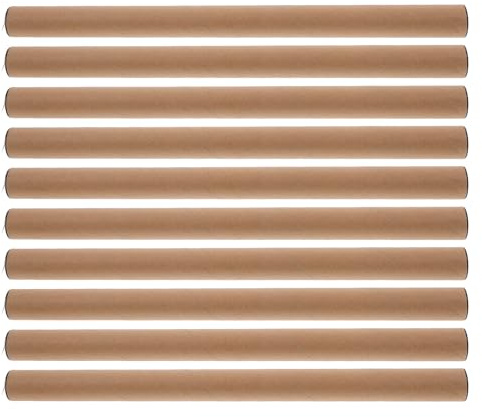 NOLITOY Tubo de Cartón Kraft para Envío Postal 10 Piezas, 1.5 Pulgadas X 12 Pulgadas (40 Cm), Grosor 2 Mm, Tubo Porta Carteles Resistente para Almacenamiento y Transporte de Arte, Planos
