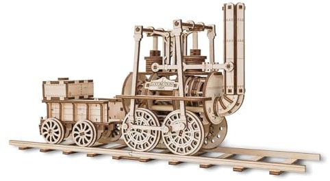 EWA Eco-Wood-Art Locomotion EWA EcoWoodArt 3D Holzpuzzle für Jugendliche und Erwachsene-Mechanische 1 Modell-DIY-Bausatz für Lokomotive, Eisenbahn, Selbstmontage, kein Klebstoff erforderlich