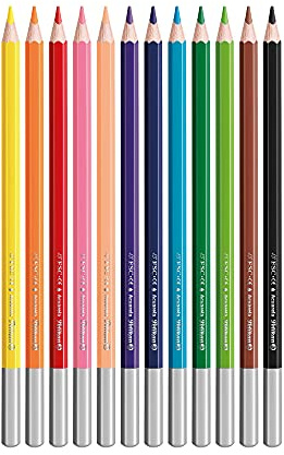 Pelikan, Lápices Acuarelables, Forma Hexagonal, 12 Colores Surtidos, Minas Resistentes