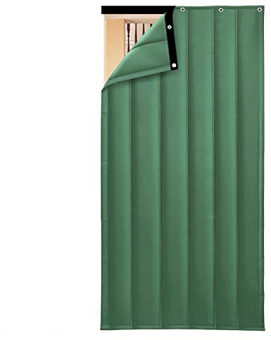 YYHJ Sound Proof Curtains for Doorway,Blackout Noise Cancelling Window Drapes,Winter Thicken Cotton Door Panels,Soundproof Windproof Waterproof Blanket, Easy to Install, Green, 90x240cm