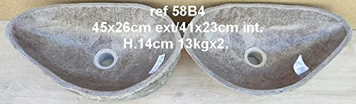 Doble lavabo de piedra natural duo 58B4, aproximadamente 45 cm