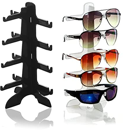 QNMD 2 piezas Gafas Exhibidor Plástico, Marco de Exhibición de Gafas, Soporte Exhibición Gafas Sol, Soporte de Exhibición de Gafas, Soporte para Gafas Sol 5 capas, para Almacenamiento de Gafas