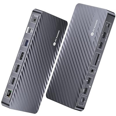 AV Access Docking Station 3 Monitors, 8K@30Hz Single Display, Dual/Triple 4K HDMI/DP Display, USB C Dock with 100W Laptop Charging, 10Gbps USB C/A, Ethernet, Audio, SD, For MacBook/Chrome/Dell/HP