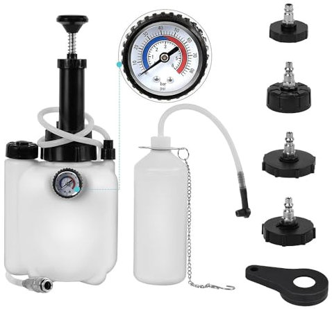 CHZIMADE Bremsenentlüftungsgerät Auto Bremsenentlüfter 3L Bremsflüssigkeitswechselgerät mit 1L Bremsenentlüfterflasche und E20 Adapter