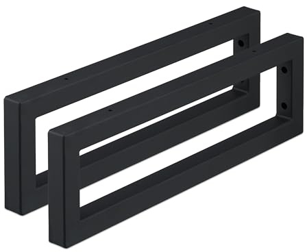Relaxdays Reggimensola da Muro, 2 Staffe per Mensole Parete, 50 cm, Supporti Rettangolari per Scaffali, Acciaio, Nero