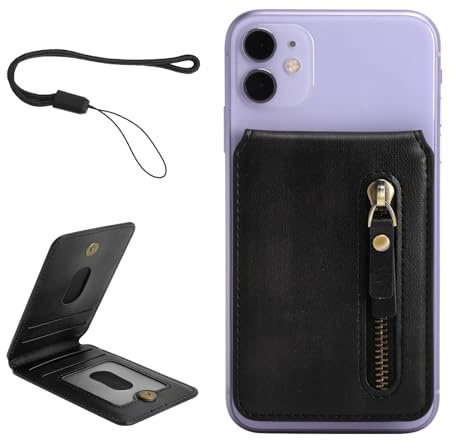 TMZELOA Magnetische Wallet, Brieftasche PU Leder Wallet Kartenetui Geldbörse Kartenhalter Kompatibel mit iPhone 17/16/15/14/13/12 Serie, 4 Kartenfächer Reißverschluss, Verstellbare Standfunktion