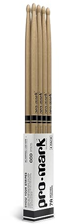 ProMark Classic Forward 7A Hickory Drumsticks, Oval Wood Tip, Buy 3 Pairs Get 1 Free