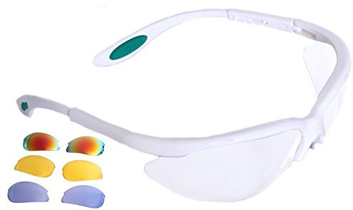 Python RG Multi Lense (racquetball de squash) Protection des yeux W/étui gratuit (Eyewear, lunettes, Eyeguard) – Noir ou blanc, blanc