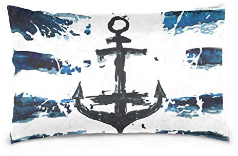 Linomo Kissenbezug 40x60 cm, Nautisch Anker Marine Blau Dekorative Kissenbezug Kissenhülle für Couch Sofa Bett Hause