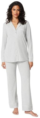 Amazon Essentials Conjunto de Pija con Camisa de Manga Larga y Pantalón Largo en Modal y Algodón Mujer, Gris Mezcla, M