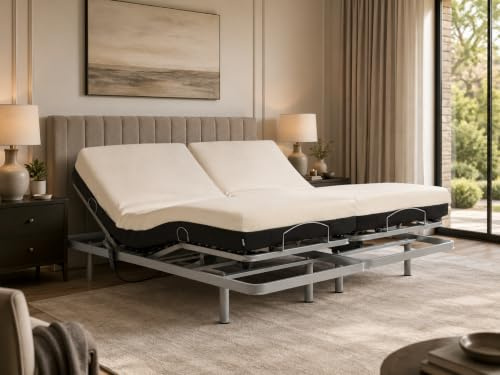 Gerialife® Förstärkt dubbelsäng med ortopedisk viskoelastisk madrass 20 cm (180x200, Kabelkontroll)
