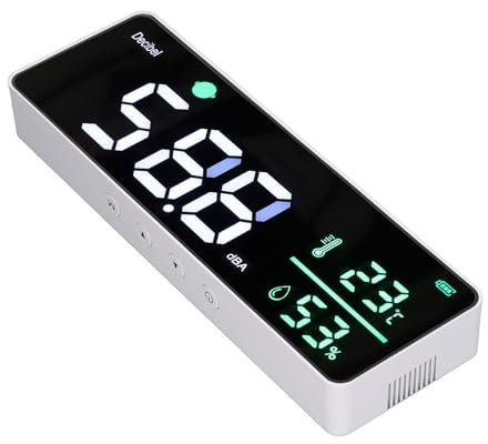 Medidor de Nivel de Sonido 11 Pulgadas LED Grande para Colgar en la Pared Medidor de Decibeles de Ruido Pantalla Medidor de Temperatura y Humedad para el Aula con Cavo USB