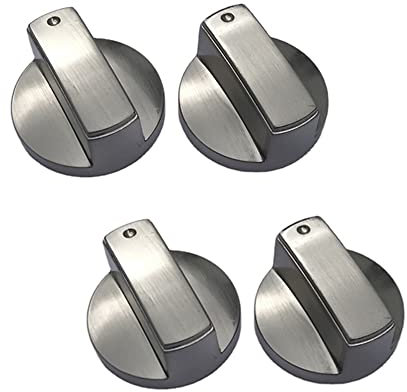 LBB＆ZQQ 4Pcs Gas Hob Knobs Universal Cooker Hob Knobs 8mm Metal Gas Hob Switches for Various Oven Cooker (Silver)