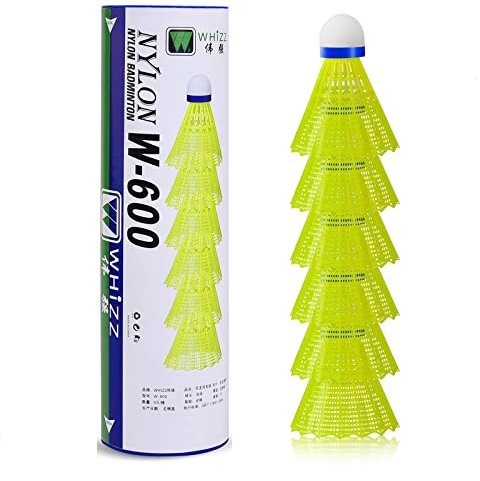 BAIHUALIN WHiZZ Nylon Badminton Bälle Langlebige Federbälle für Indoor und Outdoor Training, Übung, Freizeit, Einsteiger, 6x Gelb
