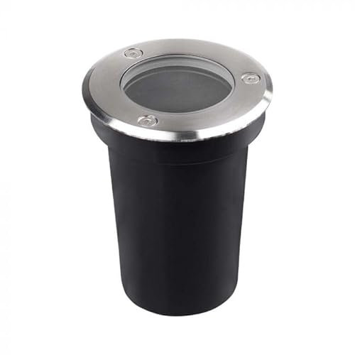 V-TAC VT-1127 Lampada segnapasso a cilindro ad incasso portalampada interrata segnapassi calpestabile rotondo colore nero e acciaio GU10 IP67 - SKU 10374