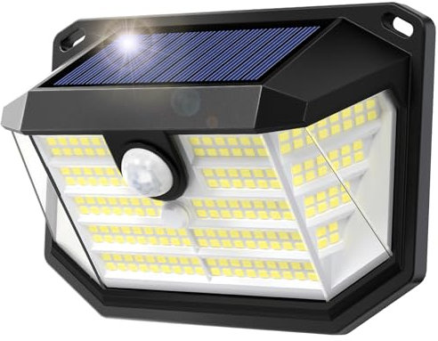 MUEZDUR Outdoor Solar Lights, 230 LED Solar Security Lights Outdoor Garden Light with Motion Sensor, 3 Modes Solar Powered Wall Light for Fence, Front Door, Garage, Shed (1 Pack)