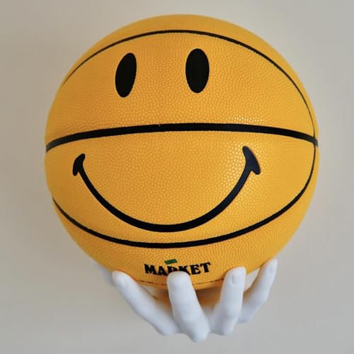 HHUXIUE Basketballständer, Handskulptur Ballständer, Wandmontiertes Basketball-Display, Handballständer Aufbewahrungsständer für Basketball, Fußball, Volleyball (weiß)